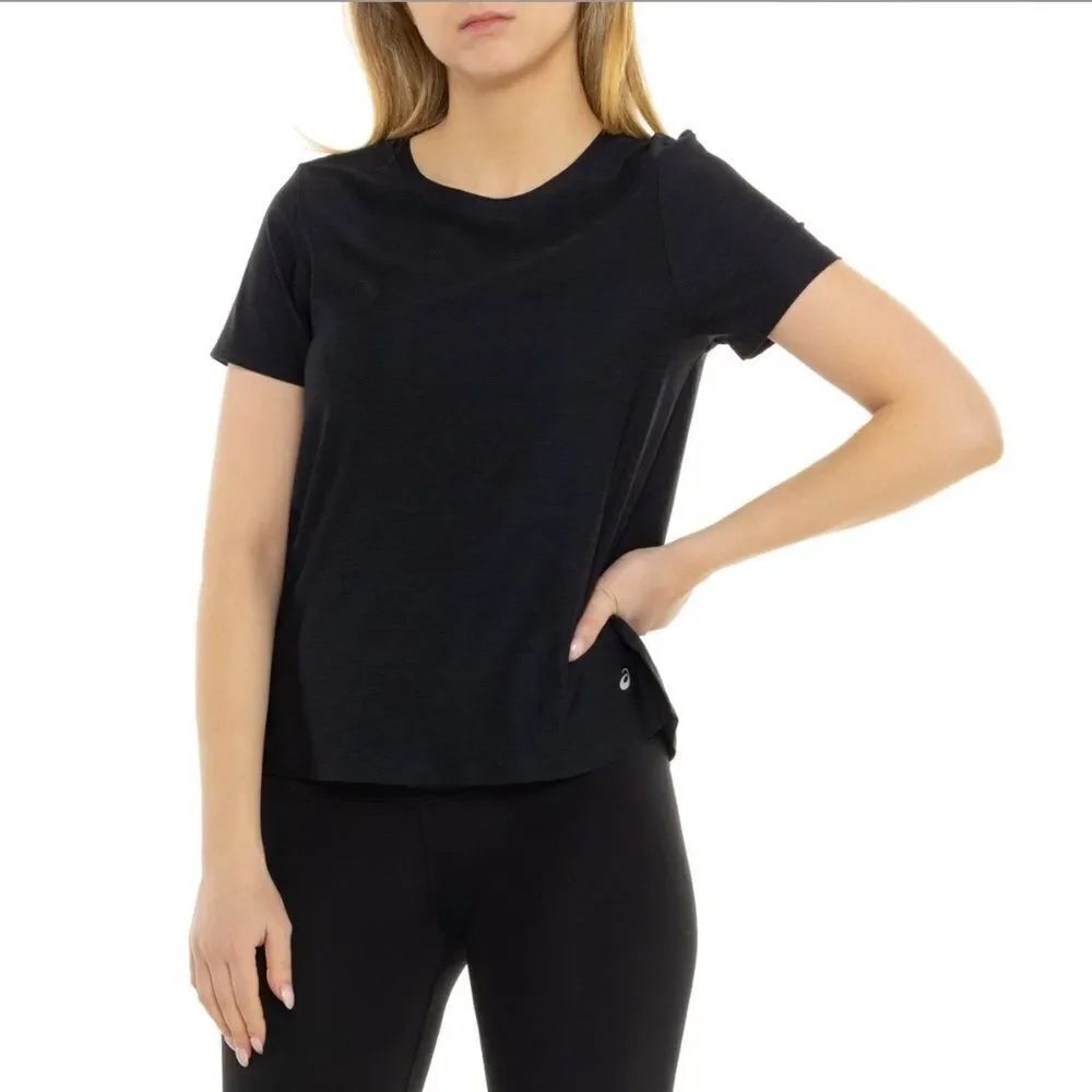 ASICS Black Laser Perforated Short Sleeve Run Workout Tee